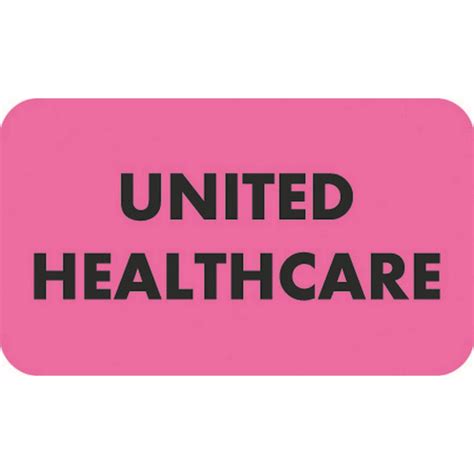 Plans approved within 24 hours. Insurance Labels, UNITED HEALTHCARE - Fl Pink, 1-1/2" X 7/8" (Roll of 250)