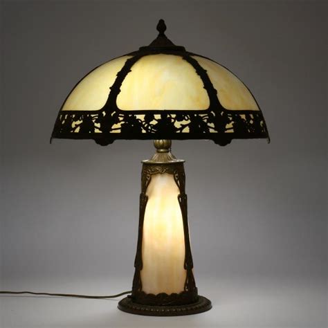 Slag Glass Overlay Double Light Table Lamp Lot 143 October Estate Auctionoct 21 2021 9 00am