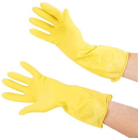 small multi use yellow rubber fully lined gloves pair 12 pack