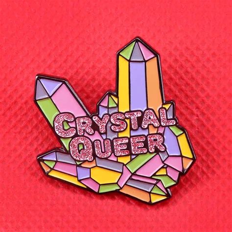 Crystal Queer Enamel Pin Quartz Cluster Brooch Lgbt Rainbow Pride Badge Cute Glitter Pin Pastel