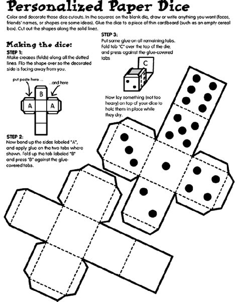 Printable Dice Dice Template Coloring Pages Paper
