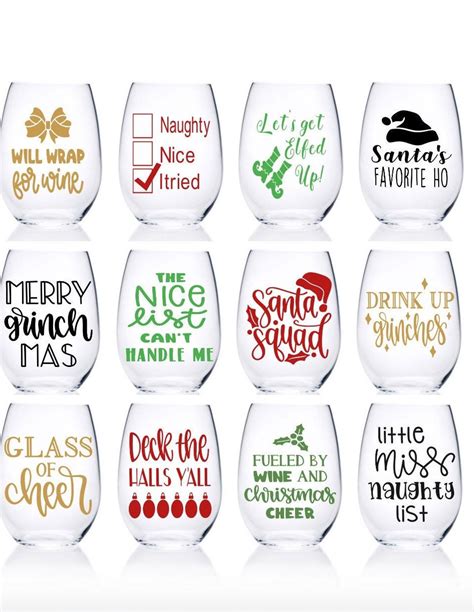 Christmas Wine Glasses Quote Wine Glass Custom Cup Etsy Canada