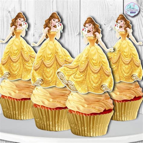 Princess Belle Cupcake Toppers Beauty And The Beast Cupcake Etsy