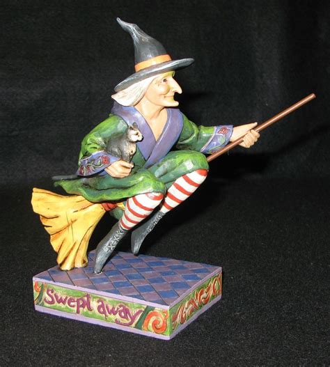 C2006 Enesco Jim Shore Swept Away Figurine Witch On Broom W Cat