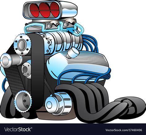 Hot Rod Race Car Engine Cartoon Royalty Free Vector Image