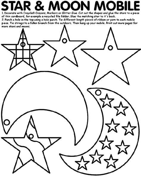 Star And Moon Mobile Coloring Page