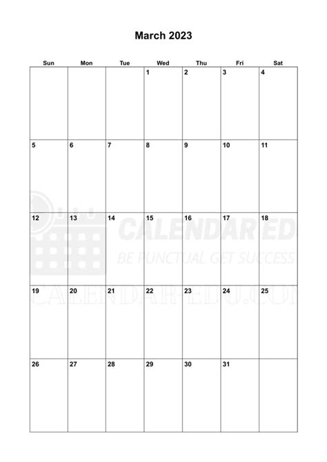 March 2023 Calendar Printable Free 2023 Blank Templates