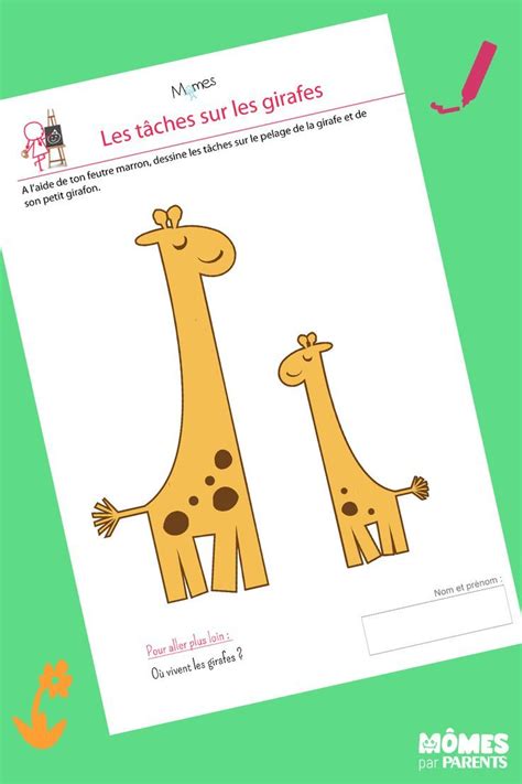 Exercice En Maternelle Tâches De Girafes Exercices De Dessin