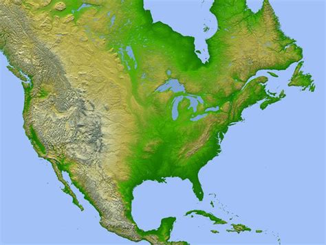 Space Images Shaded Relief With Height As Color North America