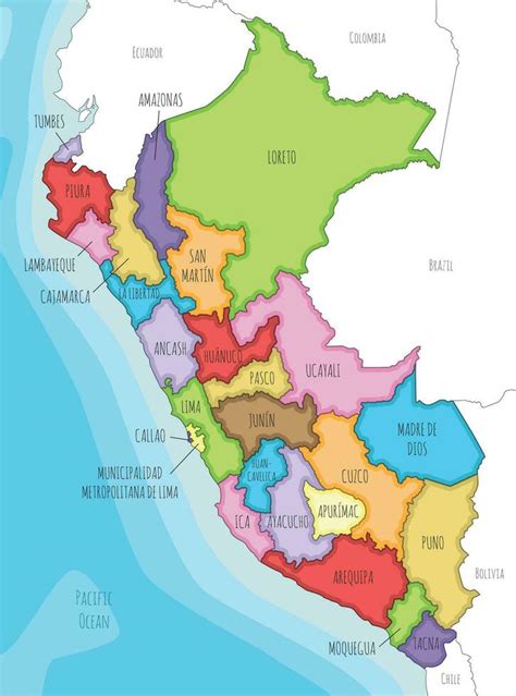 Vector Illustrated Map Of Peru With Departments Provinces And