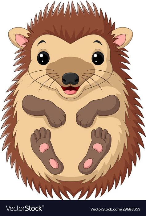 Illustration Of Cartoon Cute Little Hedgehog On White Background