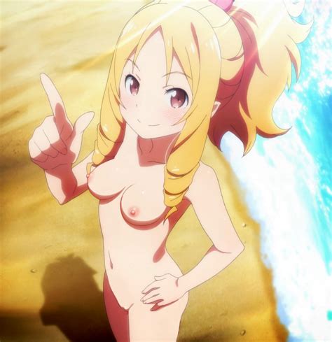 Yamada Elf Eromanga Sensei Highres Nude Filter Third Party Edit 10s 1girl Arm Up Beach