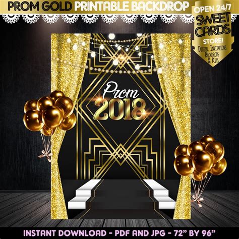 Prom Gold Printable Backdrop Prom Elegant Backdrop Prom Background