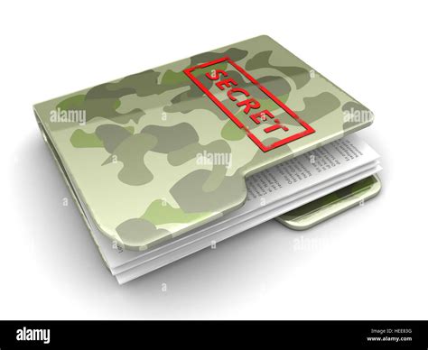 3d Illustration Of Army Folder With Secret Documents Stock Photo Alamy