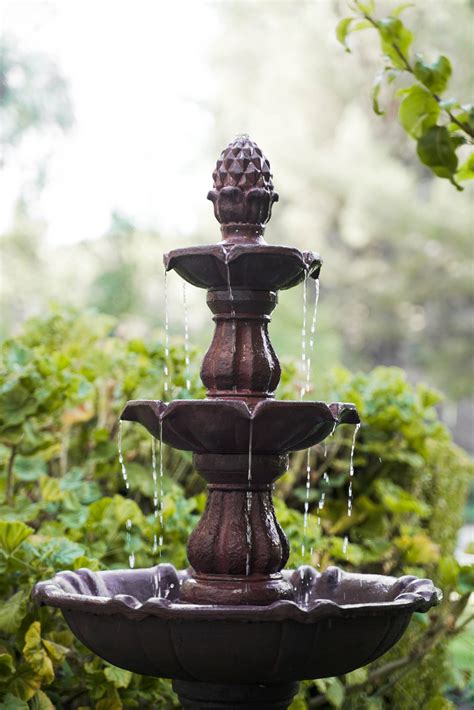 Brown Painted Freestanding Waterfall Fountain (FT973615) - XBrand- Your Home and Garden Source
