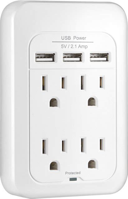 Insignia 4 Outlet 3 Usb Port Power Hub With Surge Protection Ns