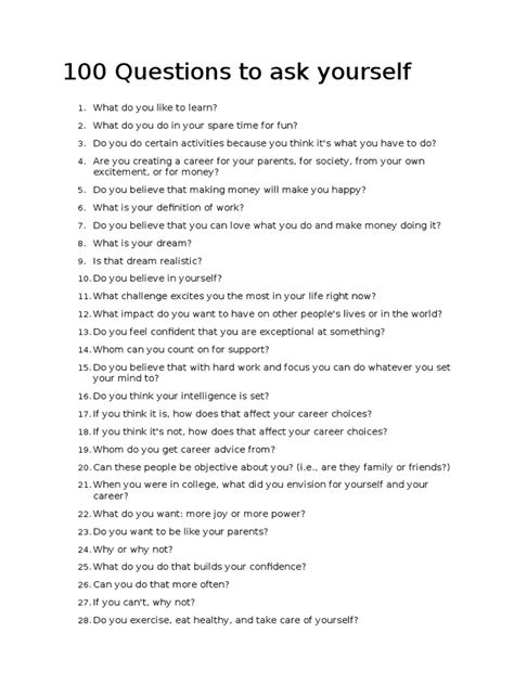 100 Questions To Ask Yourself Thought Action Philosophy