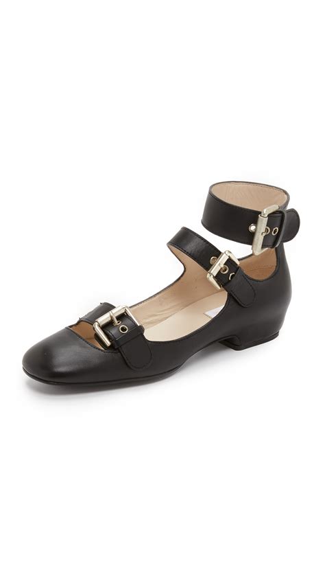 Lyst See By Chloé Polly Buckle Flats In Black