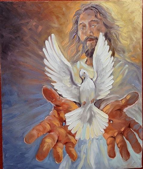 Jesus Releasing Anointing Holy Spirit Dove Prophetic Art Painting