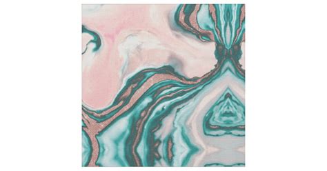 Rose Gold Glitter Pink Teal Swirly Painted Marble Fabric Zazzle
