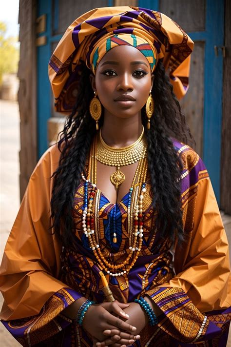 An African Woman In Traditional Clothing Poses For The Camera With Her Hands Clasped On Her Hips