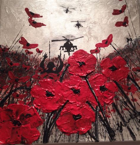 War Poppy Remembrance Soldier Original Painting Expressionism