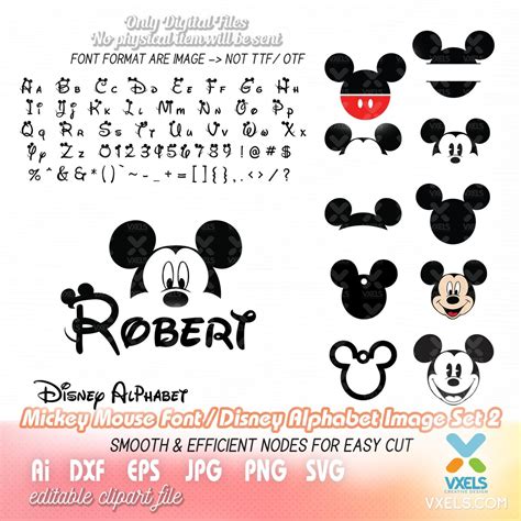 Mickey Mouse Alphabet Disney Font Svg Bundle Name Banner Set 2
