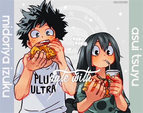 Two Anime Characters Eating Pizza And Drinking Coffee