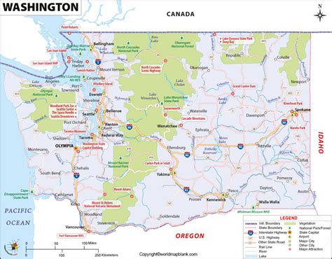 Labeled Map Of Washington With Capital And Cities