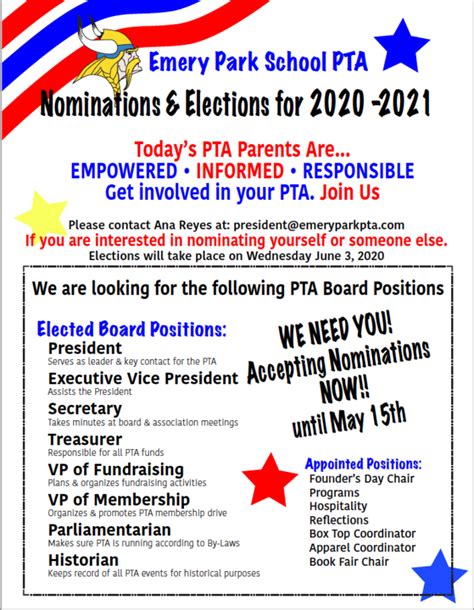 Pta Nominations And Elections For 20202021 Are Here Emery Park