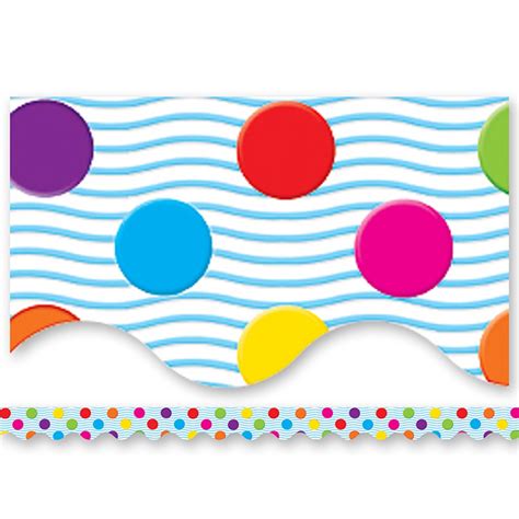 Multicolor Polka Dots Scalloped Border Trim Teacher Created Resources