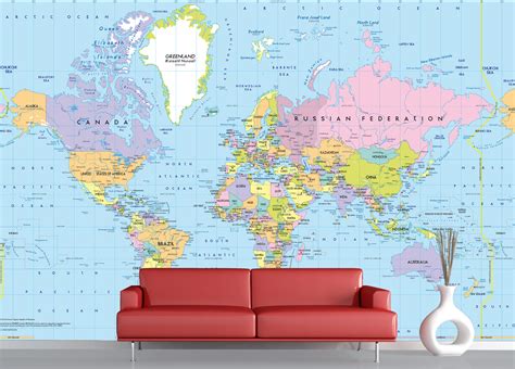 Wall Mural Map Of The World Us States Map