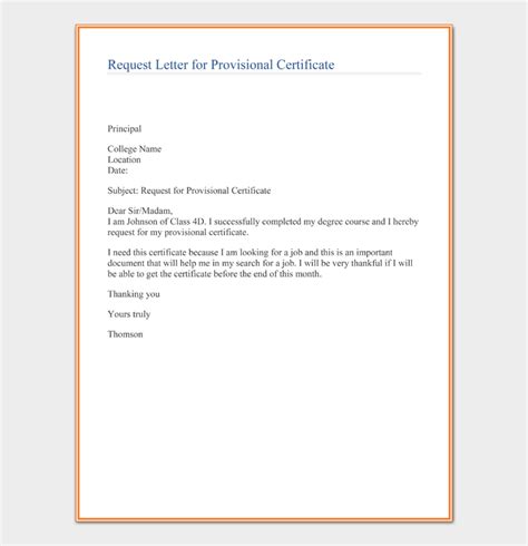 Request Letter For Certificate Format And Sample Letters