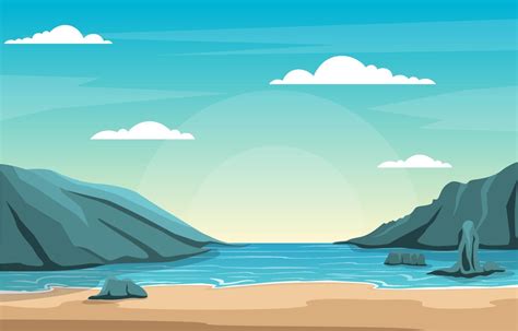 Beautiful Panorama Beach Landscape Illustration 2031894 Vector Art At