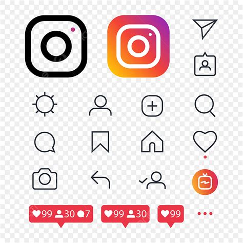 Instagram Set Vector Hd Images Instagram Icon Set Instagram Icons