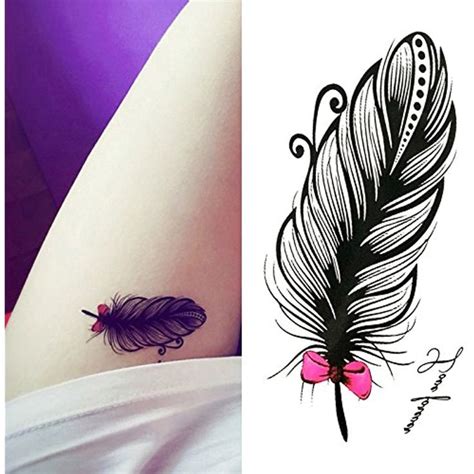 Oottati Small Cute Temporary Tattoo Feathers And Calves Set Of 2 Feather Tattoos Tattoos