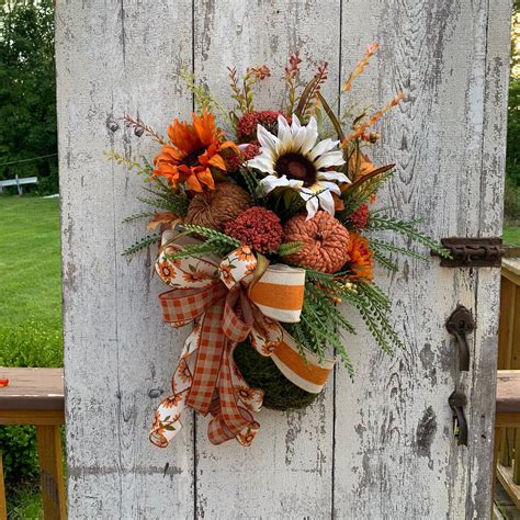 Fall Door Basket Fall Door Wreath Front Door Hanger Autumn Wreath By