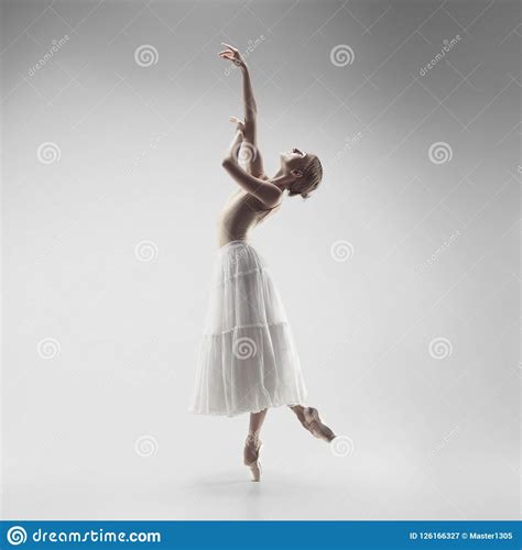 Ballerina Young Graceful Female Ballet Dancer Dancing At Studio