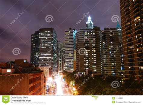 Manhattan Night View New York City Stock Image Image Of Business