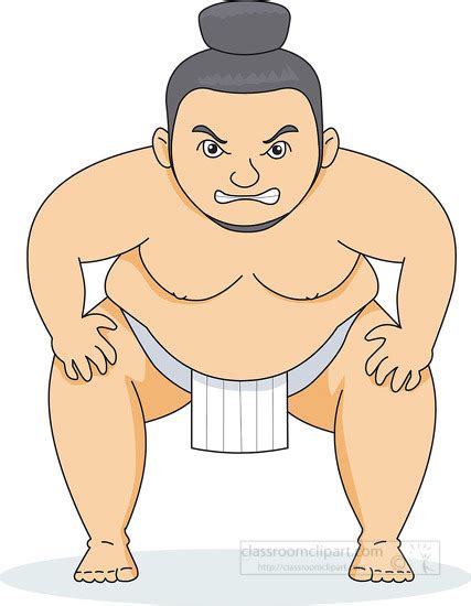 Sumo Wrestler With Hands On Knee Clipart Classroom Clip Art