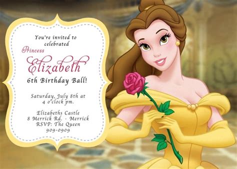Custom Photo Invitations Belle Beauty And The Beast Birthday Etsy