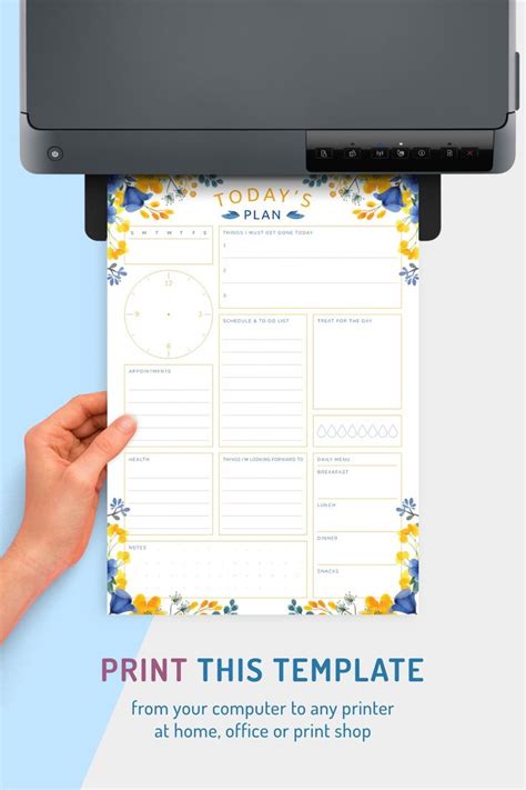 Floral Daily Hourly Planner Template Undated Planner Agenda Etsy Time Planner Daily Planner