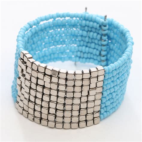 Beaded Bangle Bracelet Turquoise