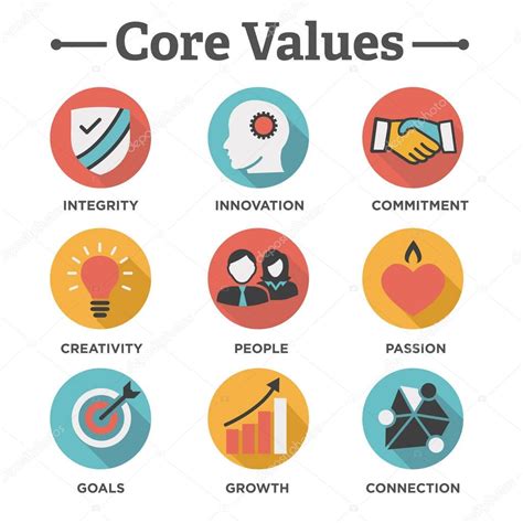 Company Core Values Solid Icons For Websites Or Infographics — Stock