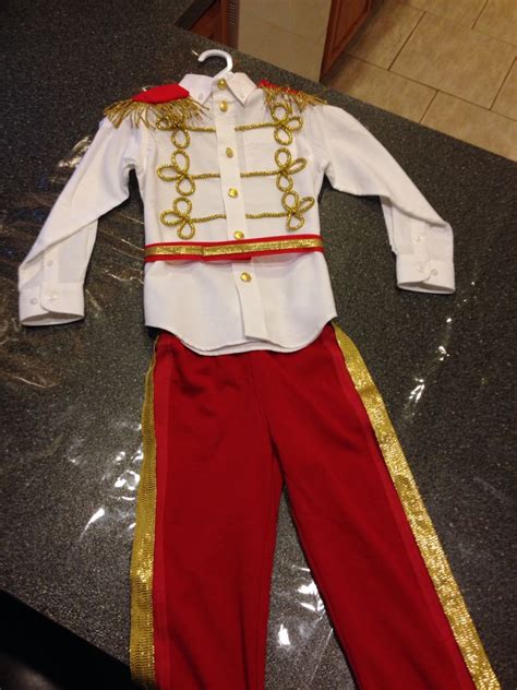 Homemade Prince Charming Costume Red Pants With Gold Ribbon Applied