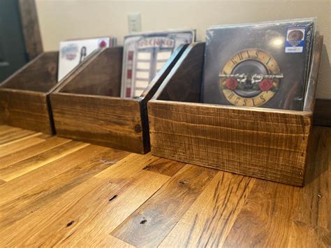 Reclaimed Wood Record Storage Rustic Vinyl Display Crate Etsy Uk