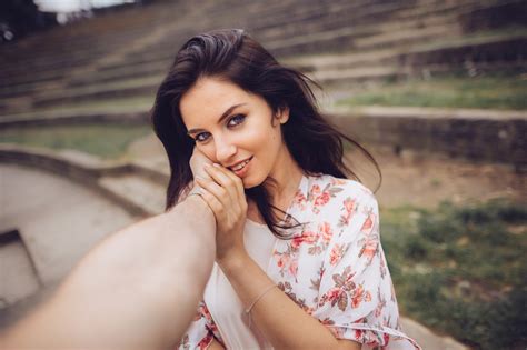 White Women Model Portrait Eyes Brunette Photography Dress