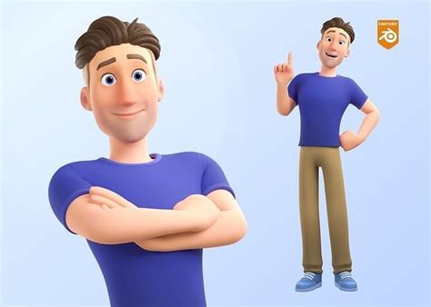 3d Model Man Cartoon Character Rigged In Blender Vr Ar Low Poly Rigged Animated Cgtrader