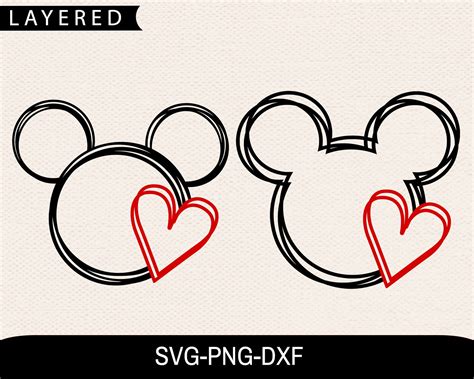 Mickey Head Heart Svg Valentines Day Svg Love Svg Etsy