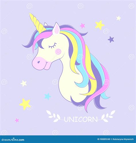 Unicorn Vector Illustration Cute Unicorn With Stars Stock